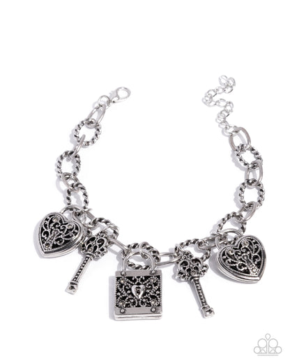 Flirty Filigree - Silver Charm Bracelet - Paparazzi Accessories