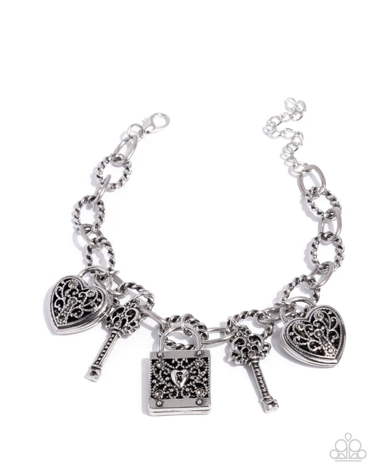 Flirty Filigree - Silver Charm Bracelet - Paparazzi Accessories