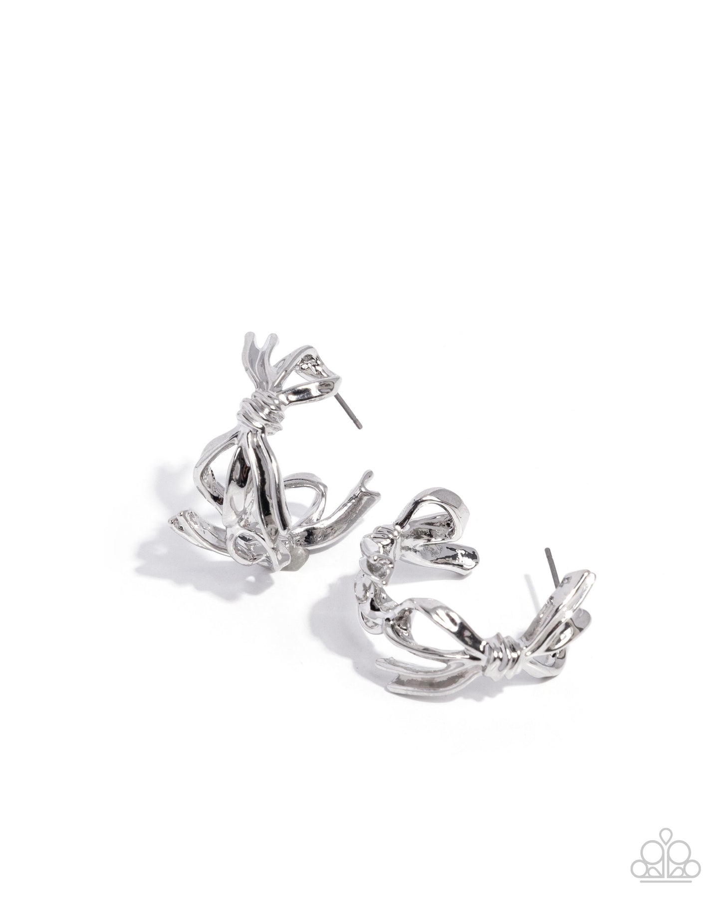 Coquette Catwalk - Silver Bow, Hoop Earrings - Paparazzi Accessories