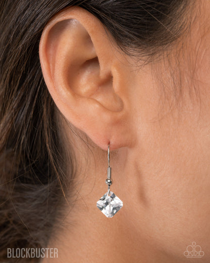 Enjoy the GLOW - White Rhinestone Blockbuster Necklace - Paparazzi Accessories