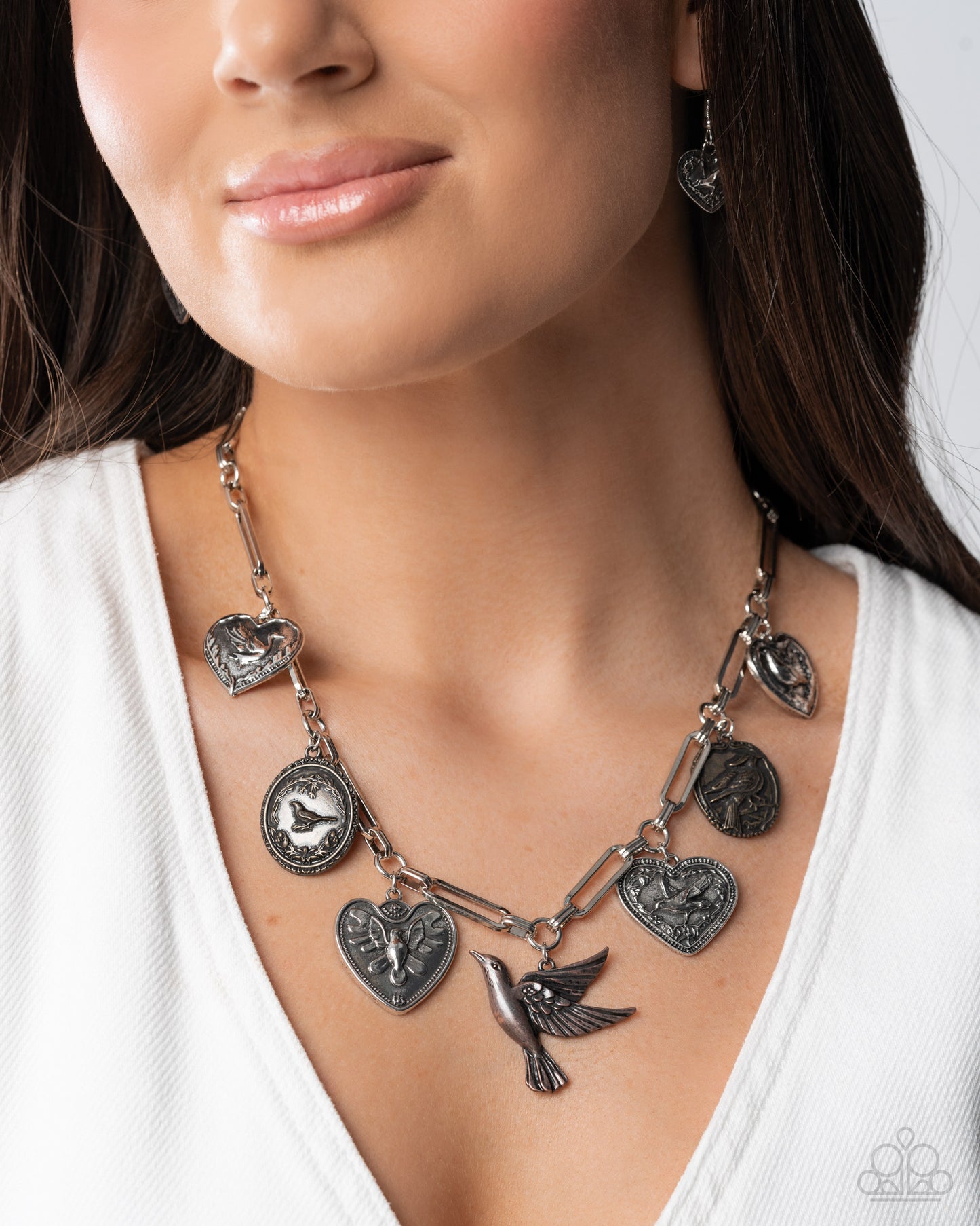 Sparrow Social - Multi Mixed Metal Pendant Necklace - Paparazzi Accessories