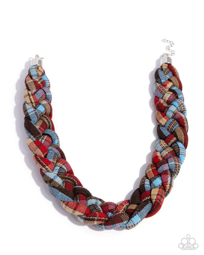 Fine Flannel - Brown Flannel Fabric Necklace - Paparazzi Accessories