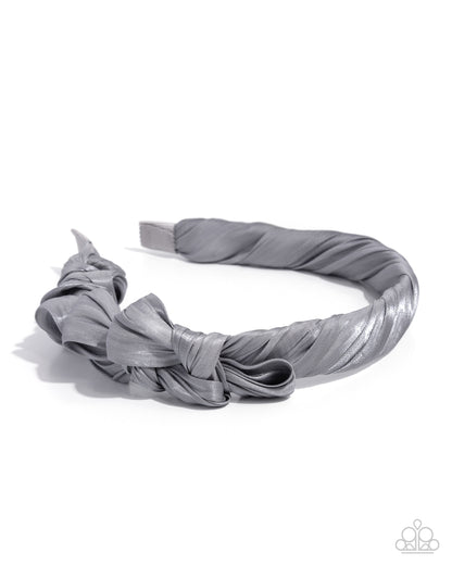 Timeless Ties - Silver Ribbon Headband - Paparazzi Accessories
