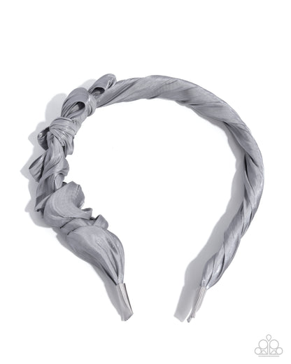 Timeless Ties - Silver Ribbon Headband - Paparazzi Accessories
