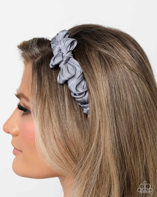 Timeless Ties - Silver Ribbon Headband - Paparazzi Accessories