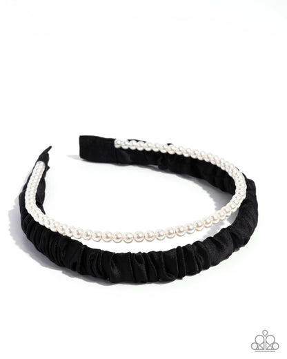 Preppy Palooza - Black and White Pearl Headband - Paparazzi Accessories