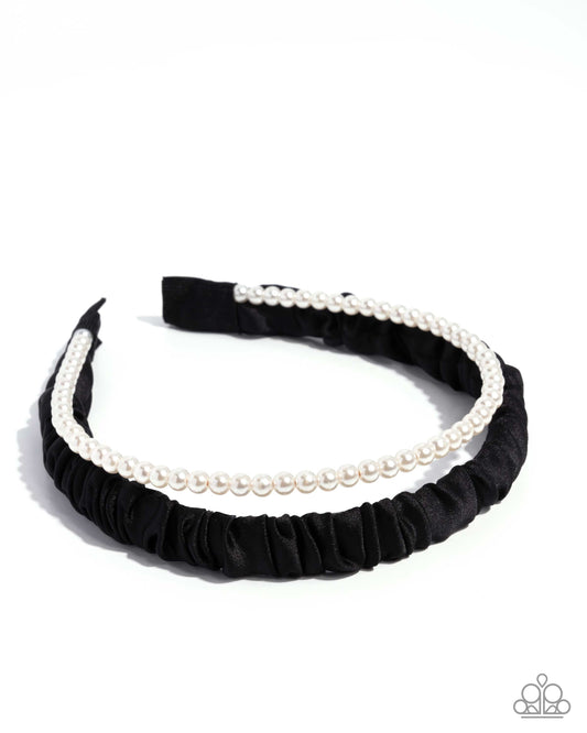 Preppy Palooza - Black and White Pearl Headband - Paparazzi Accessories