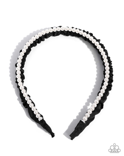 Preppy Palooza - Black and White Pearl Headband - Paparazzi Accessories