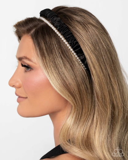Preppy Palooza - Black and White Pearl Headband - Paparazzi Accessories
