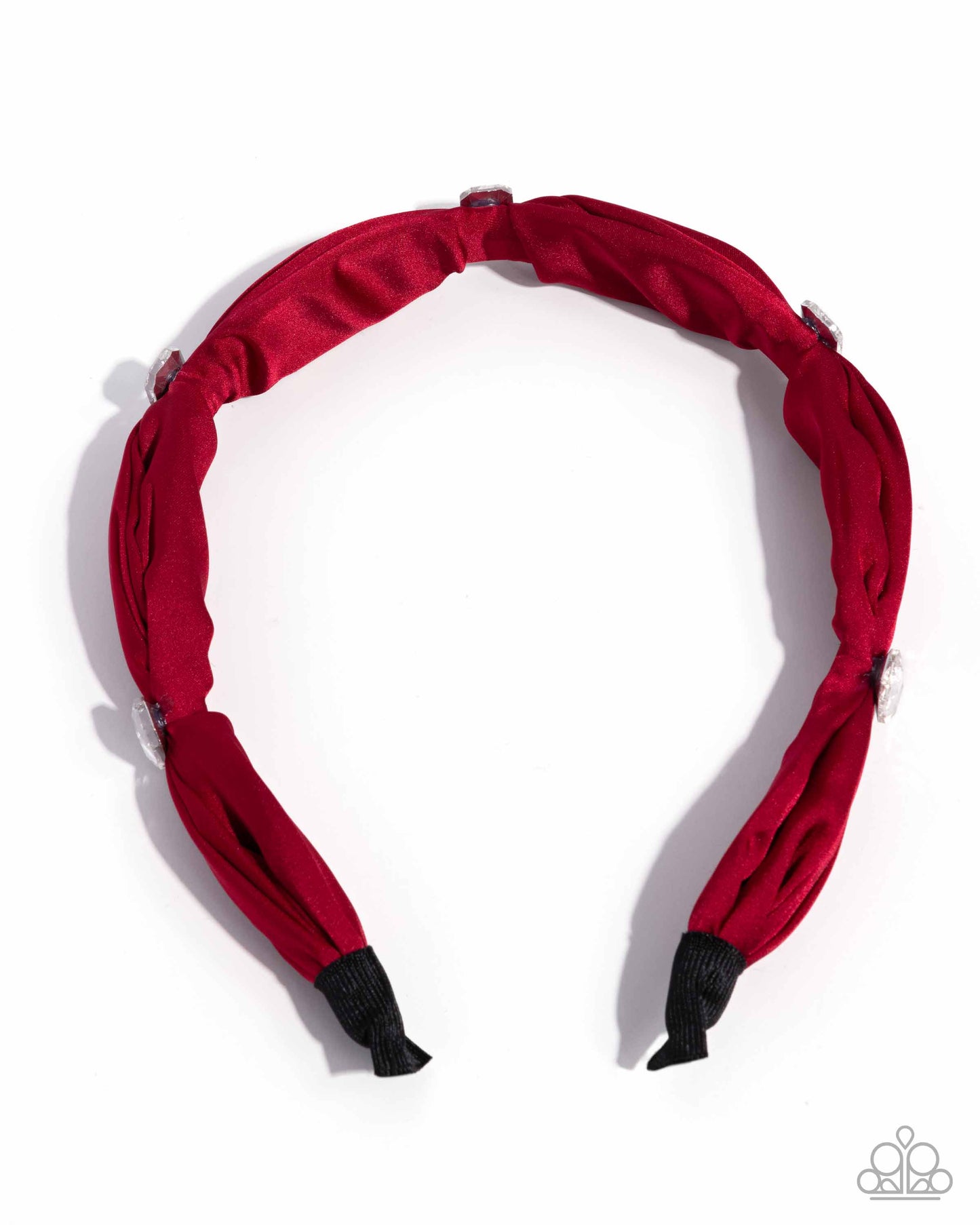 Bourgeois Bling - Red Ribbon White Gem Headband - Paparazzi Accessories
