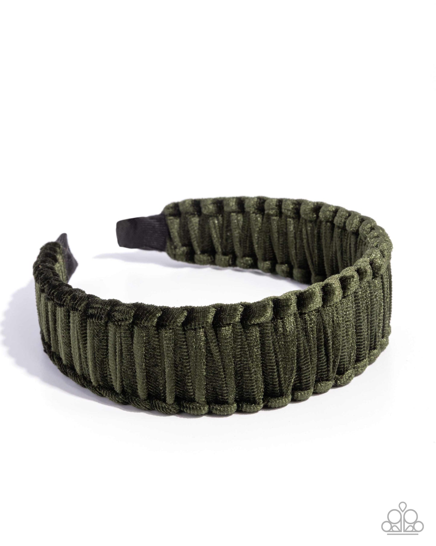 Woven Work - Green Velvet Braided Headband - Paparazzi Accessories
