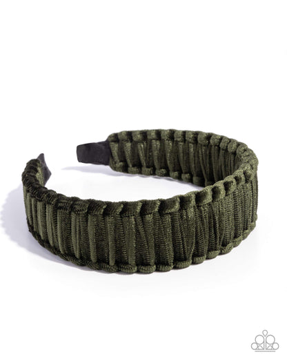 Woven Work - Green Velvet Braided Headband - Paparazzi Accessories