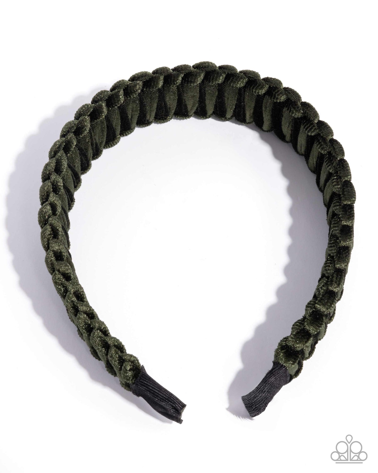 Woven Work - Green Velvet Braided Headband - Paparazzi Accessories