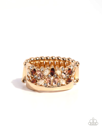 Crowning Chic - Brown Gems Gold Ring - Paparazzi Accessories