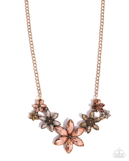 Bewildering Bouquet - Multi Gem Flowers Gold Necklace - Paparazzi Accessories