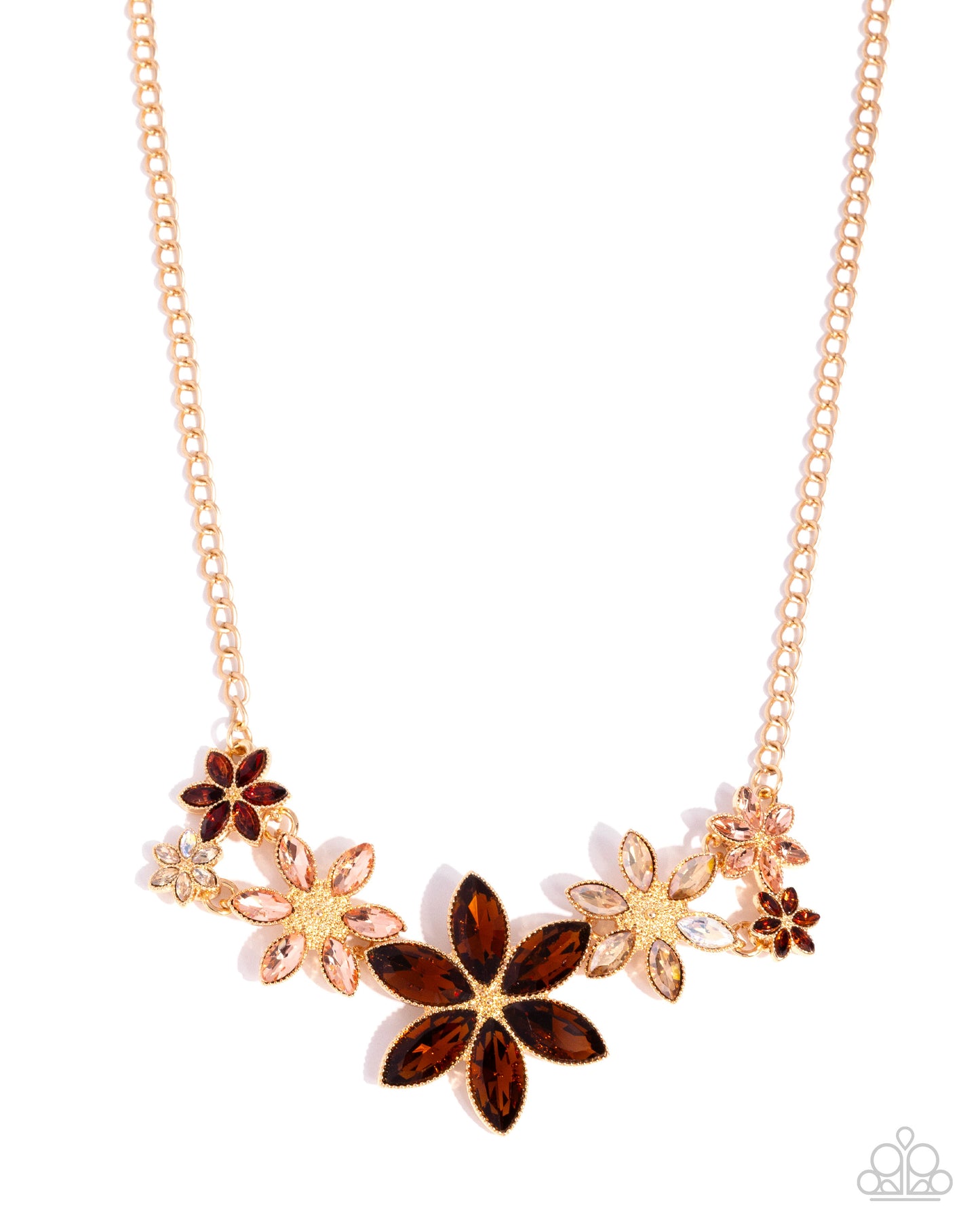 Bewildering Bouquet - Brown Gem Flower Gold Necklace - Paparazzi Accessories
