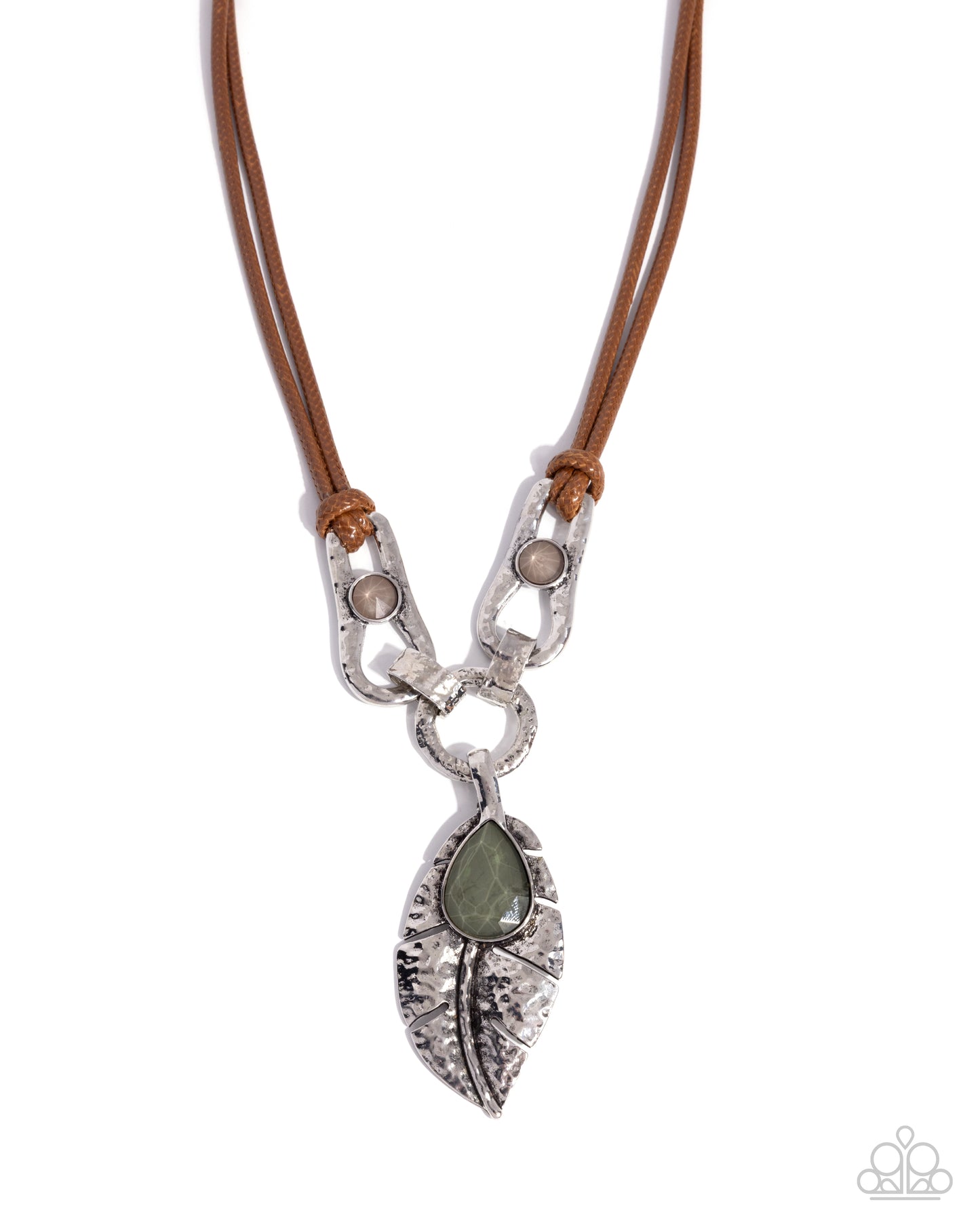 Fierce Feather - Green Gemstone Necklace - Paparazzi Accessories