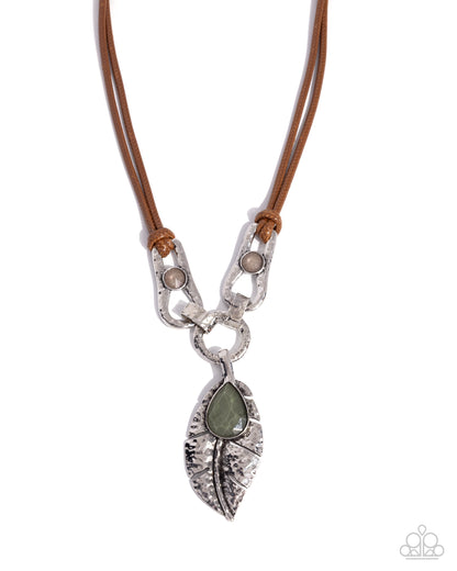 Fierce Feather - Green Gemstone Necklace - Paparazzi Accessories