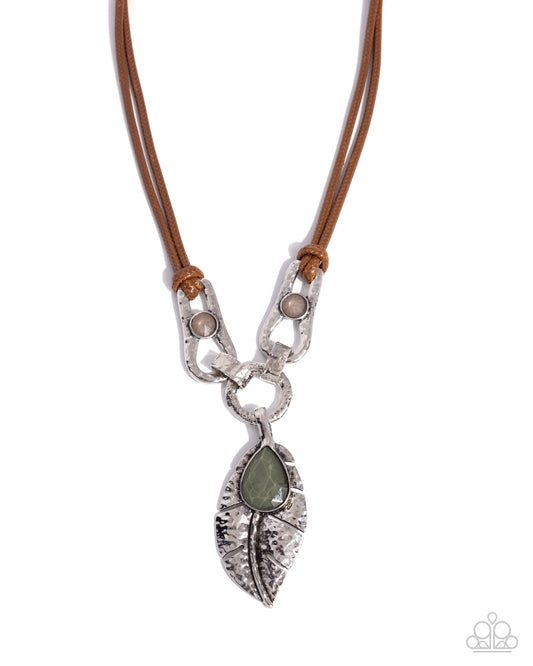 Fierce Feather - Green Gemstone Necklace - Paparazzi Accessories