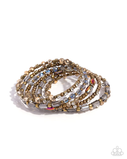 Timeless Tango - Brass Bead Coil Bracelet - Paparazzi Accessories