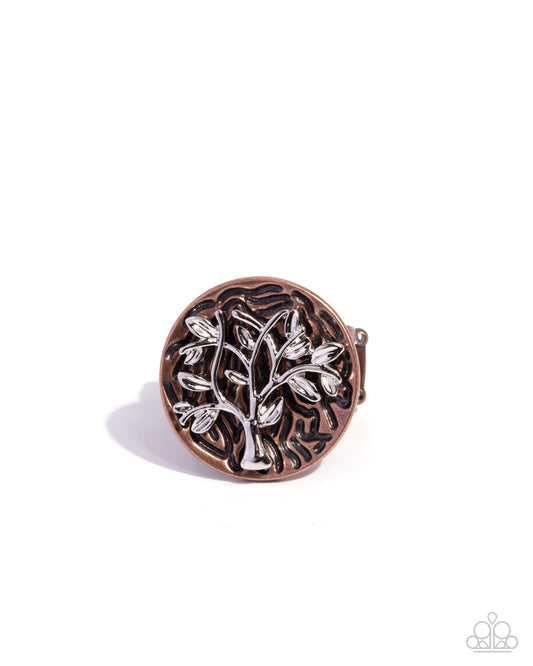 Bold Branches - Copper & Silver Mixed Metal Leafy Ring - Paparazzi Accessories