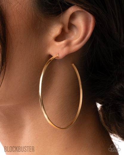 Basic Bombshell - Gold Hoop Blockbuster Earrings - Paparazzi Accessories