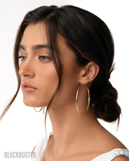 Basic Bombshell - Gold Hoop Blockbuster Earrings - Paparazzi Accessories