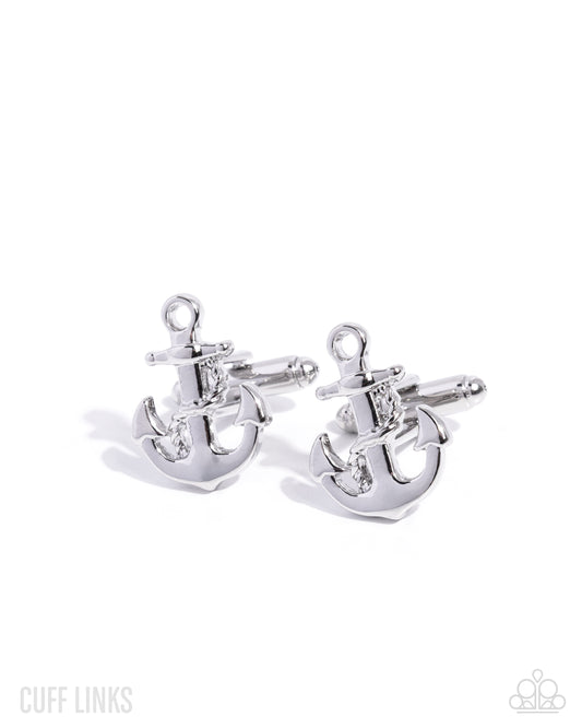 Admirable Anchor - Silver Cuff Links - Paparazzi Accessories