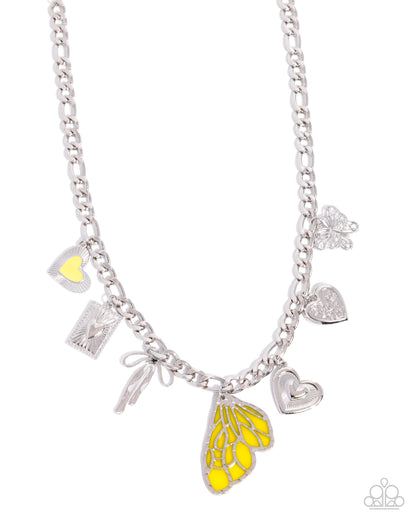 Feminine Finish - Yellow Charm Necklace - Paparazzi Accessories