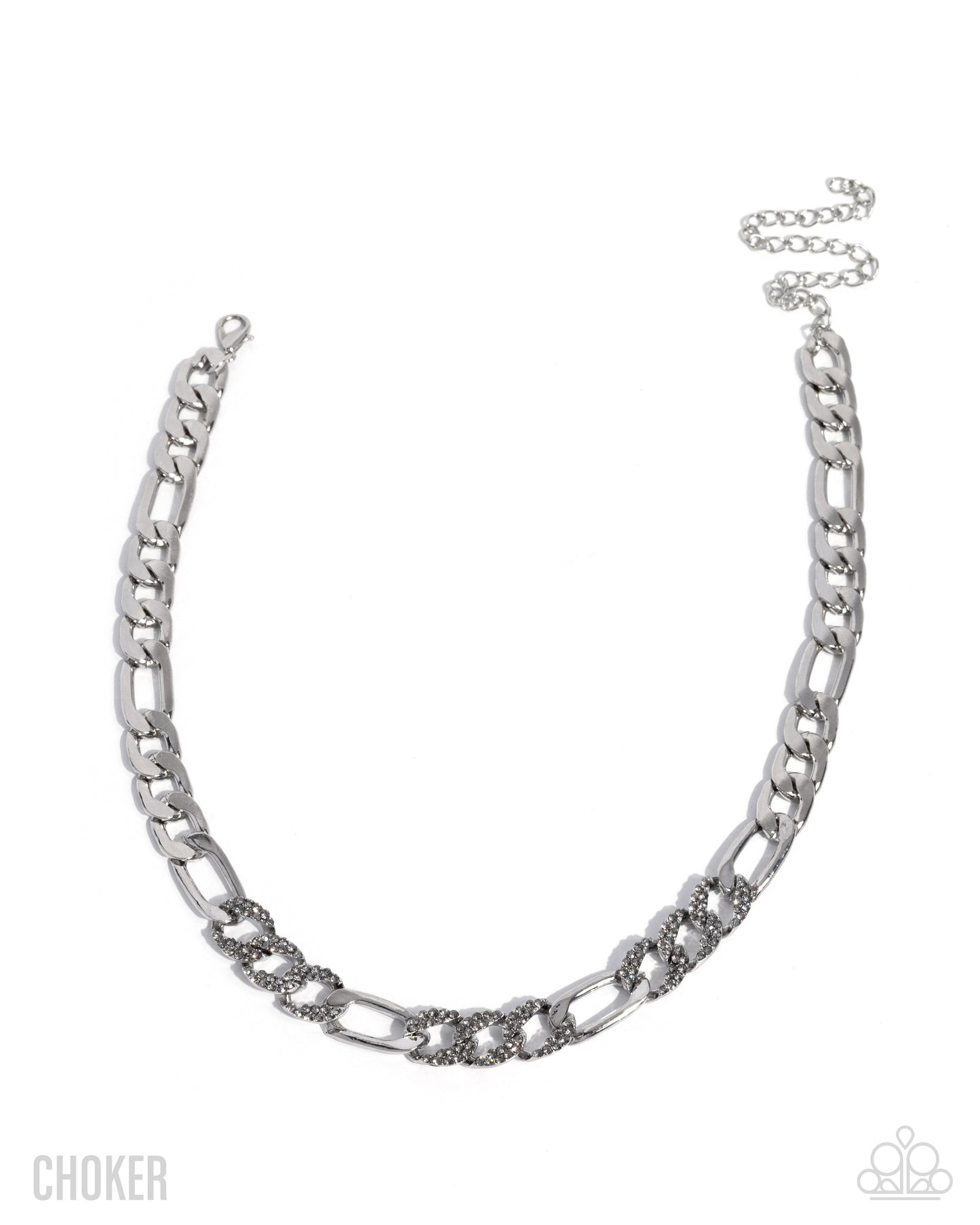 Daring Delight - Silver Curb Link Chain White Rhinestone Necklace - Paparazzi Accessories