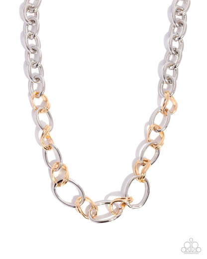 Sleek Spirit - Silver & Gold Chain Links Necklace - Paparazzi Accessories