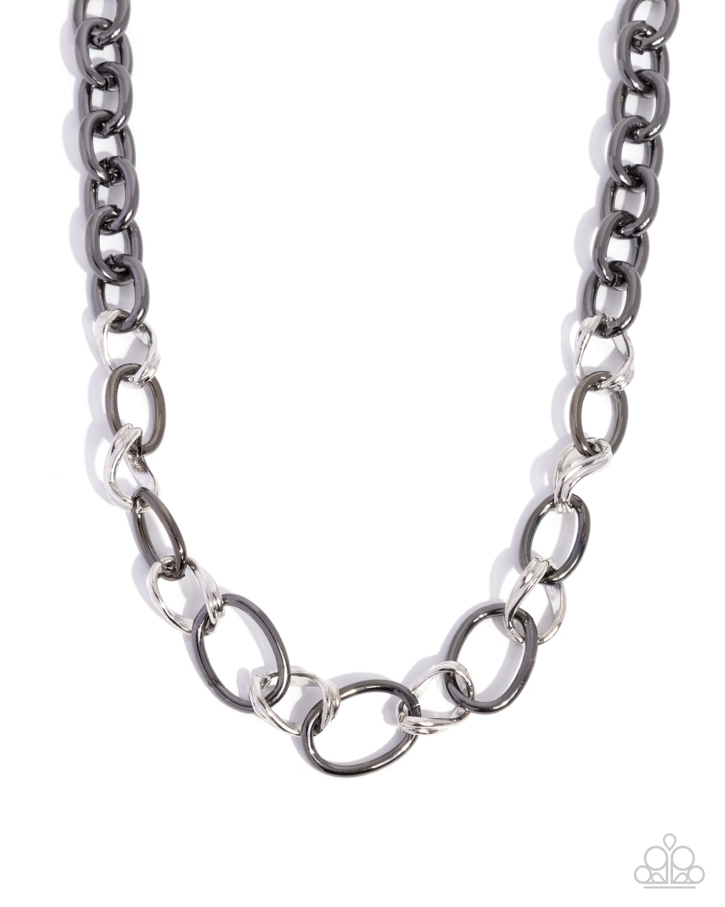 Sleek Spirit - Black - Gunmetal & Silver Twisted Chain Link Necklace - Paparazzi Accessories
