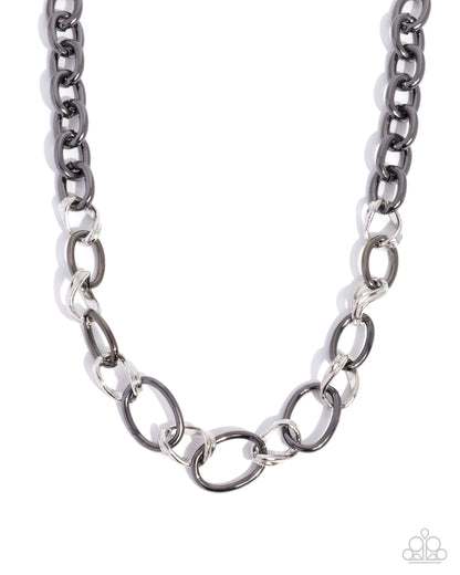 Sleek Spirit - Black - Gunmetal & Silver Twisted Chain Link Necklace - Paparazzi Accessories