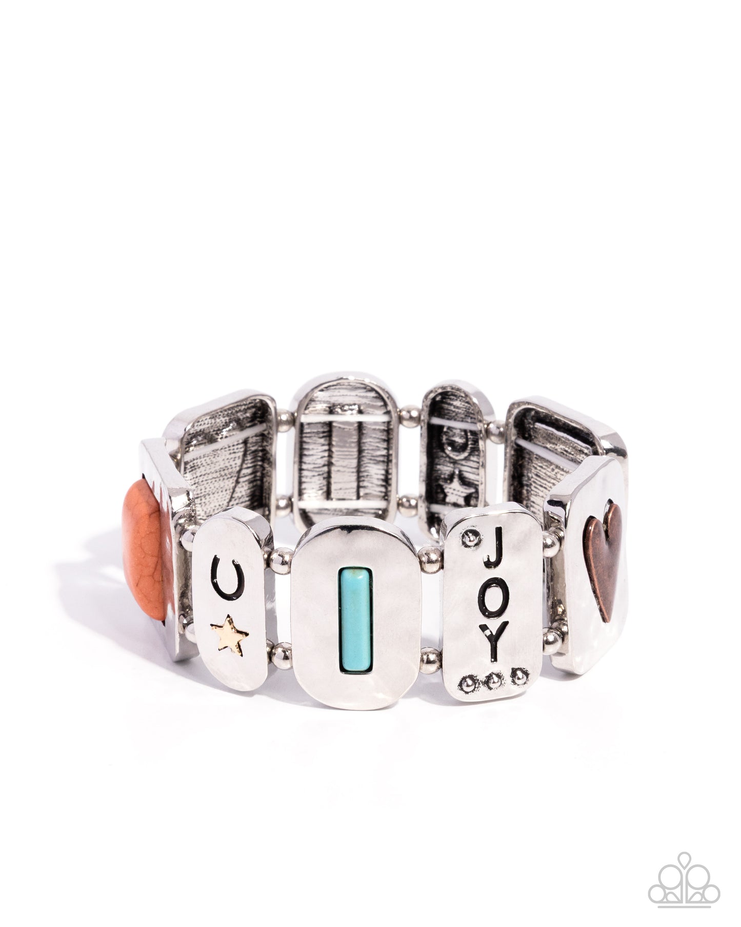 Rustic Refresh - Multi Crackle Stone Silver Stretch Bracelet - Paparazzi Accessories