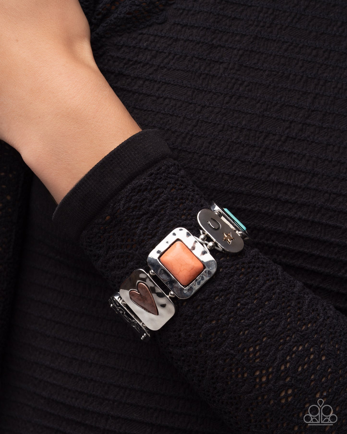 Rustic Refresh - Multi Crackle Stone Silver Stretch Bracelet - Paparazzi Accessories