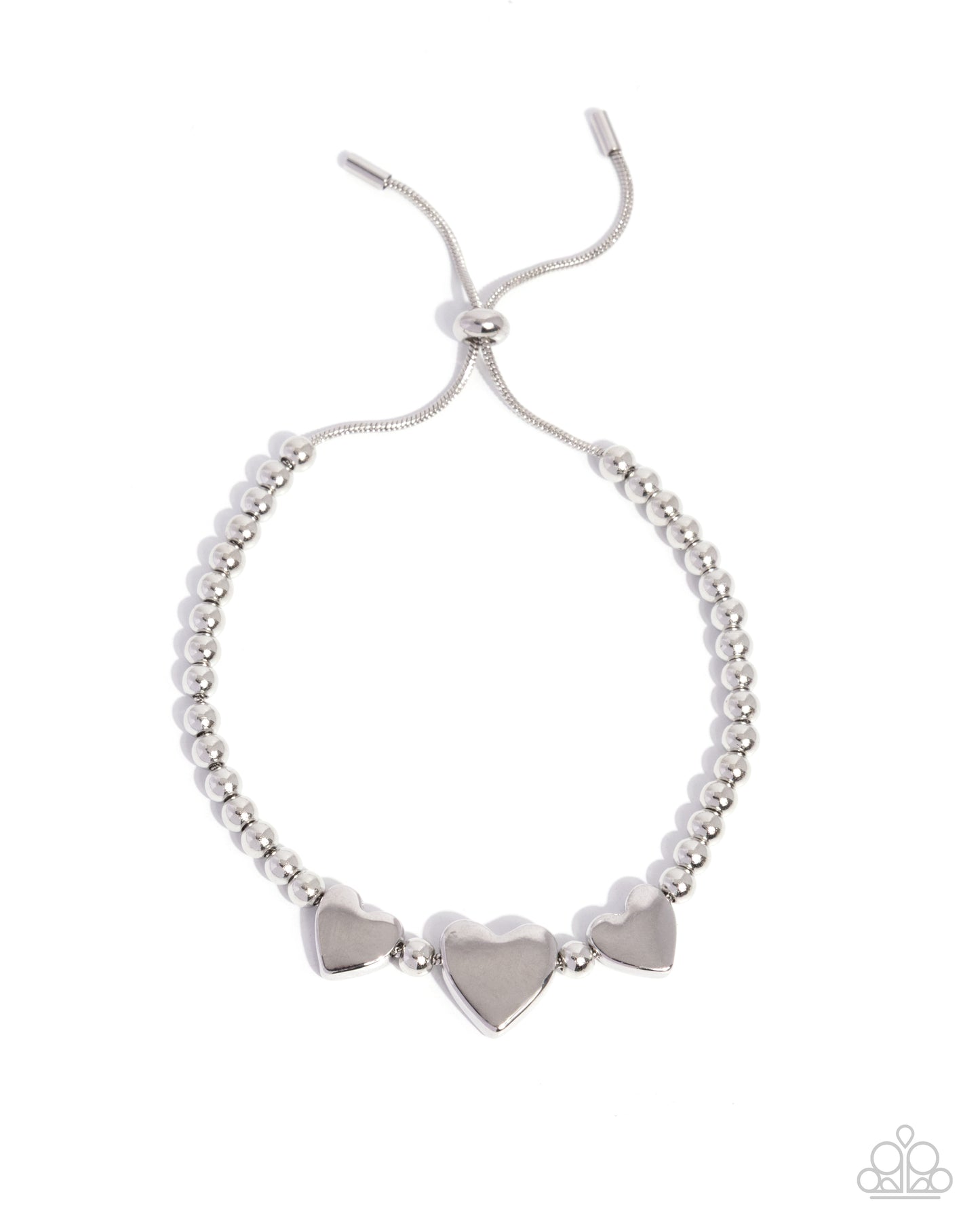 THRICE As Nice - Silver Slide, Heart Bracelet - Paparazzi Accessories