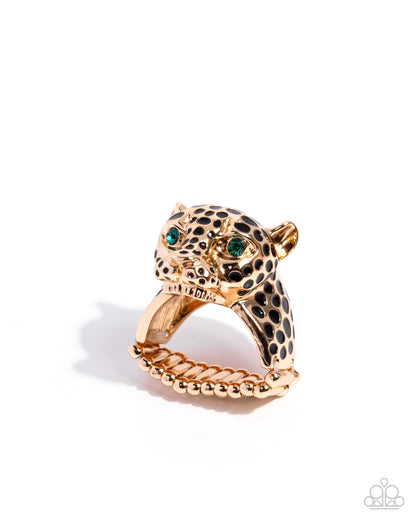 Leopard Limit - Gold Black Enamel Ring - Paparazzi Accessories
