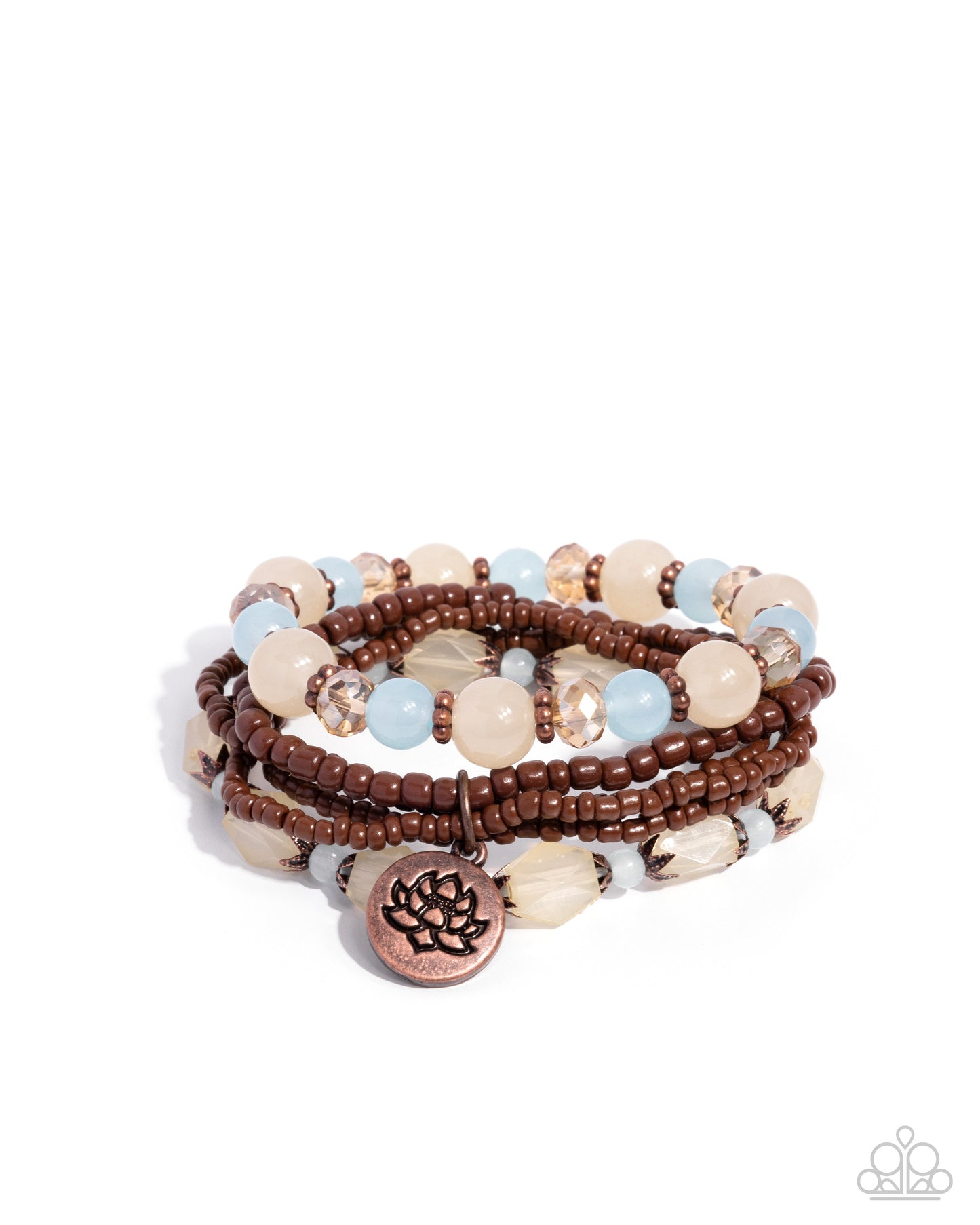 Lotus Moment - Copper Charm Stretchy Bracelet Stack - Paparazzi Accessories