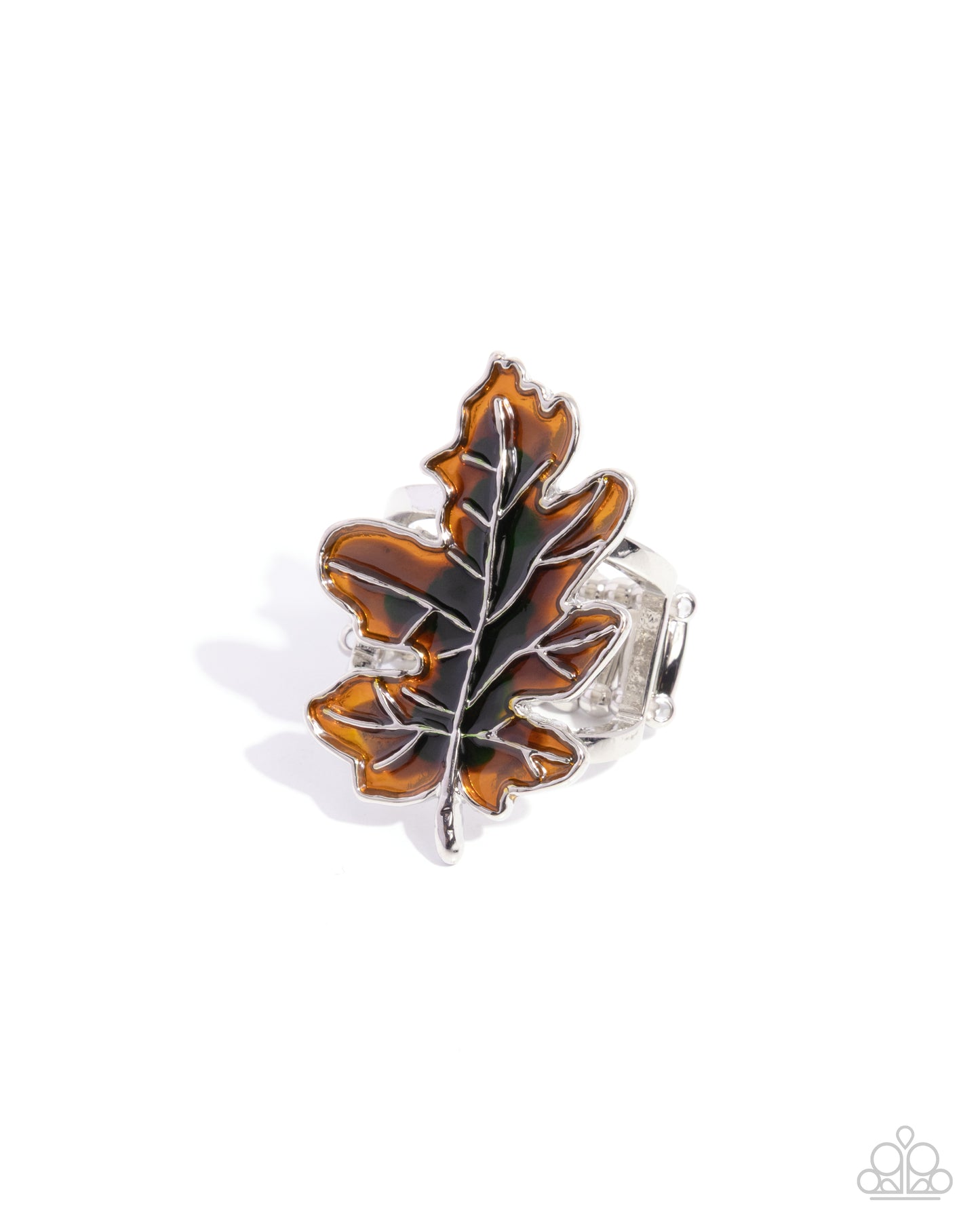 Thankful Treasure - Green, Yellow & Orange Enamel Leaf Ring - Paparazzi Accessories