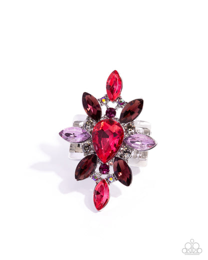 Explosive Element - Pink Rhinestone Silver Ring - Paparazzi Accessories