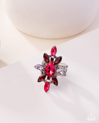 Explosive Element - Pink Rhinestone Silver Ring - Paparazzi Accessories