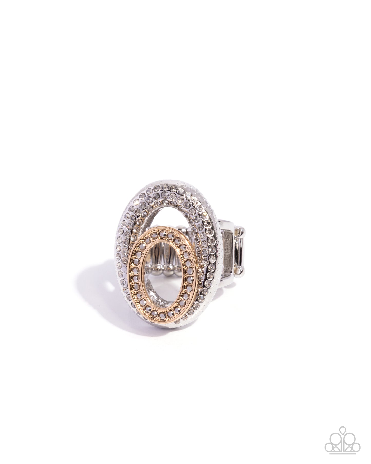 Optical Overlay - Silver and Gold Hematite Ring - Paparazzi Accessories