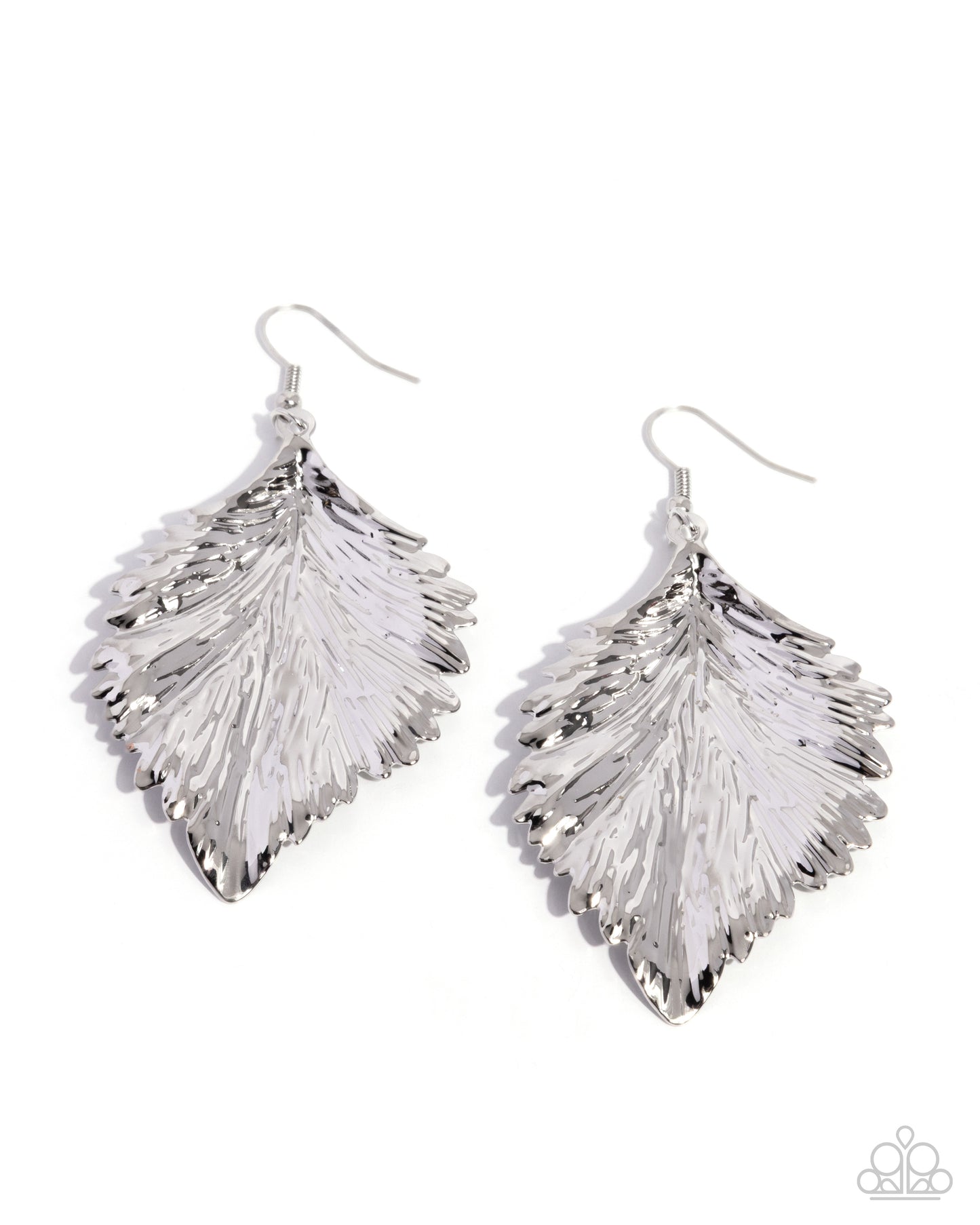 Feathered Flair - Silver Fishhook Earrings - Paparazzi Accessories
