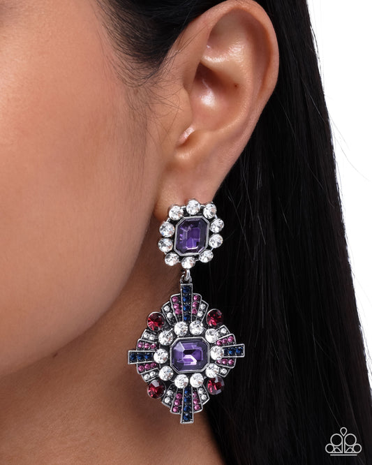 Creative Chic - Purple Rhinestone Silver Post Earrings