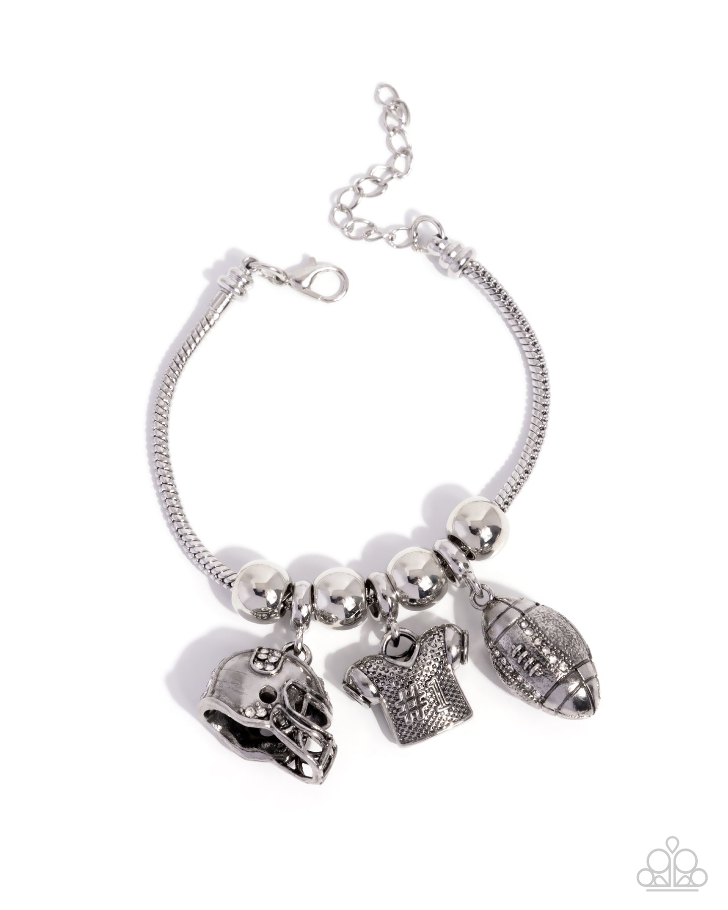 Part of the Team - White Football Charm Bracelet - Paparazzi Accessories