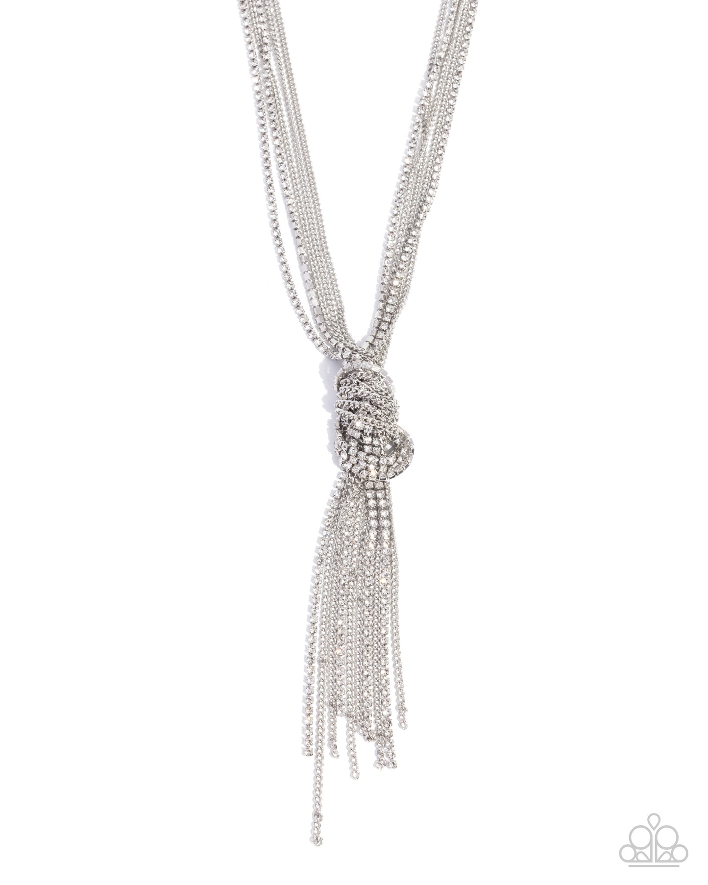 Twisted Tapestry - White Rhinestone Multi Chain Necklace - Paparazzi Accessories