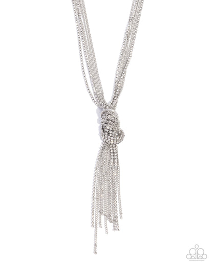 Twisted Tapestry - White Rhinestone Multi Chain Necklace - Paparazzi Accessories