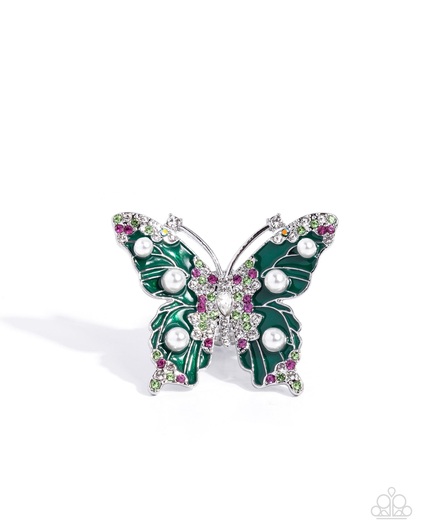 Fluttering Formal - Green Butterfly Ring - Paparazzi Accessories