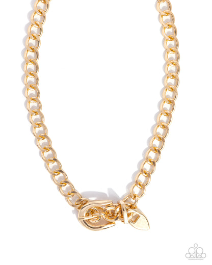 Bold Buckle - Gold Curb Chain Necklace - Paparazzi Accessories