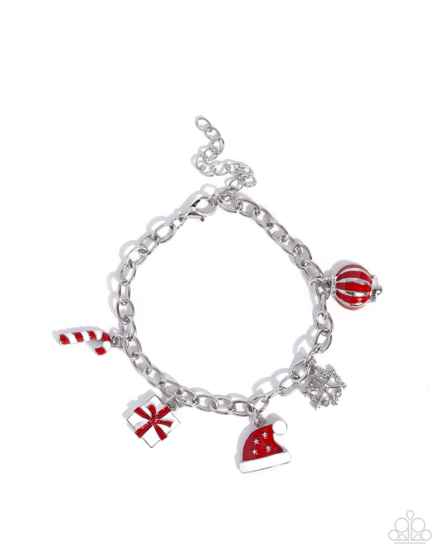 Holiday Haute - Red Enamel Christmas Charms Silver Clasp Bracelet - Paparazzi Accessories